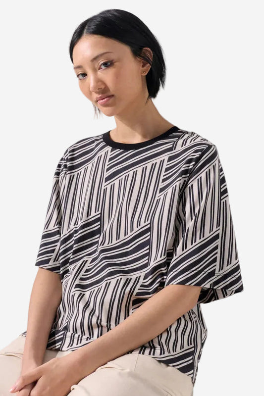 MARCO POLO INVERSE STRIPE TEE - BLACK - THE VOGUE STORE