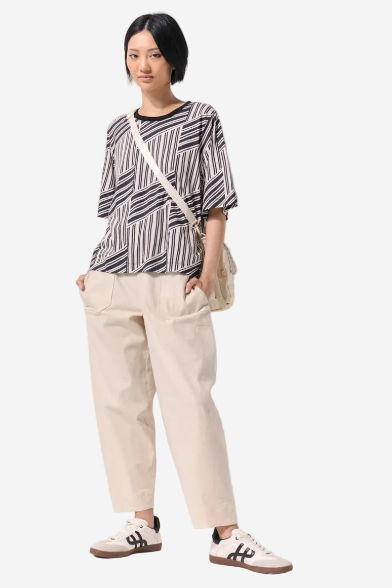 MARCO POLO INVERSE STRIPE TEE - BLACK - THE VOGUE STORE
