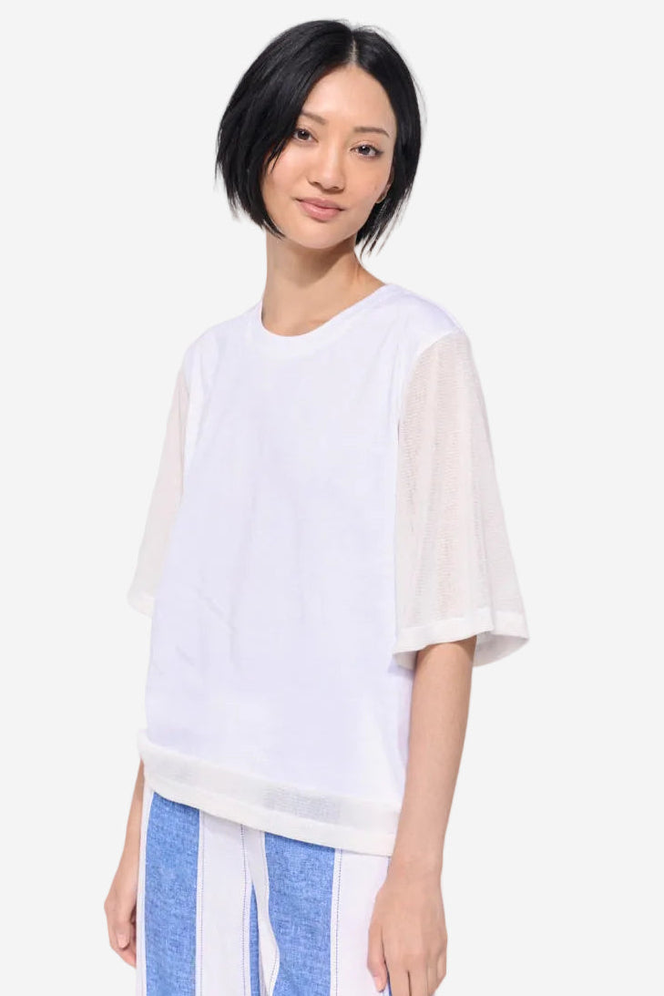 MARCO POLO MESH SLEEVE TEE - WHITE - THE VOGUE STORE