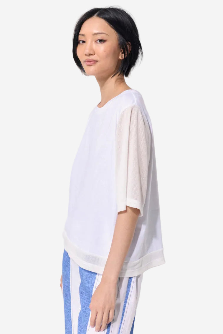 MARCO POLO MESH SLEEVE TEE - WHITE - THE VOGUE STORE