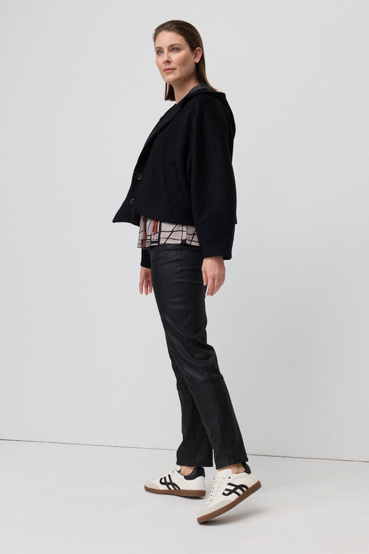 MARCO POLO PANELLED WAX COATED JEAN - BLACK - THE VOGUE STORE