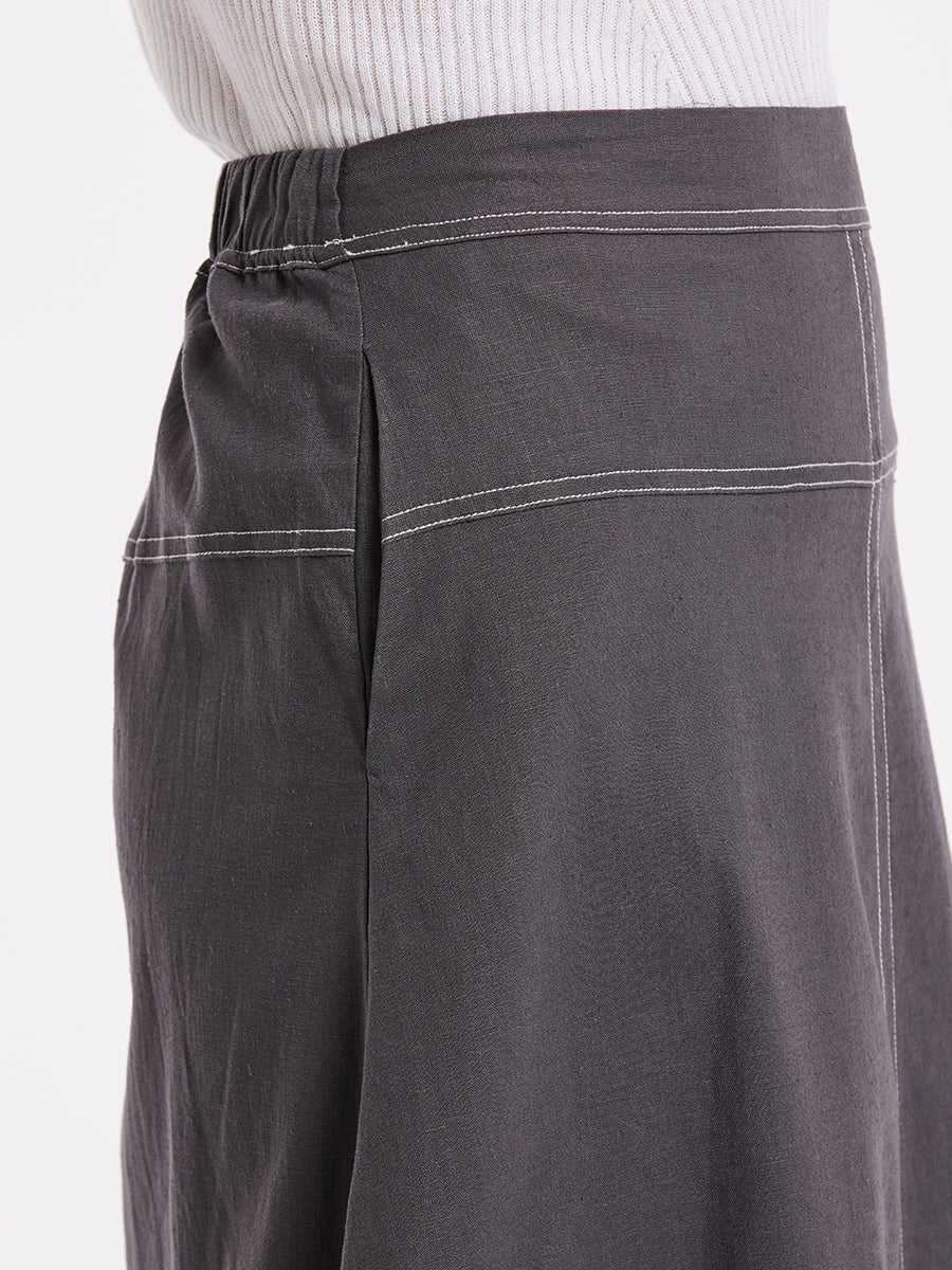 MARCO POLO TOPSTITCHED SKIRT - CHARCOAL