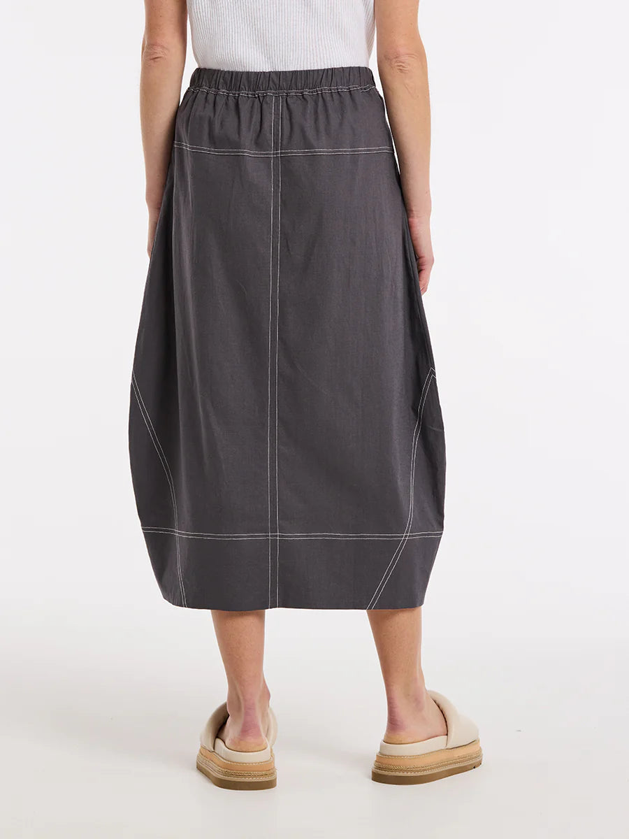MARCO POLO TOPSTITCHED SKIRT - CHARCOAL - THE VOGUE STORE