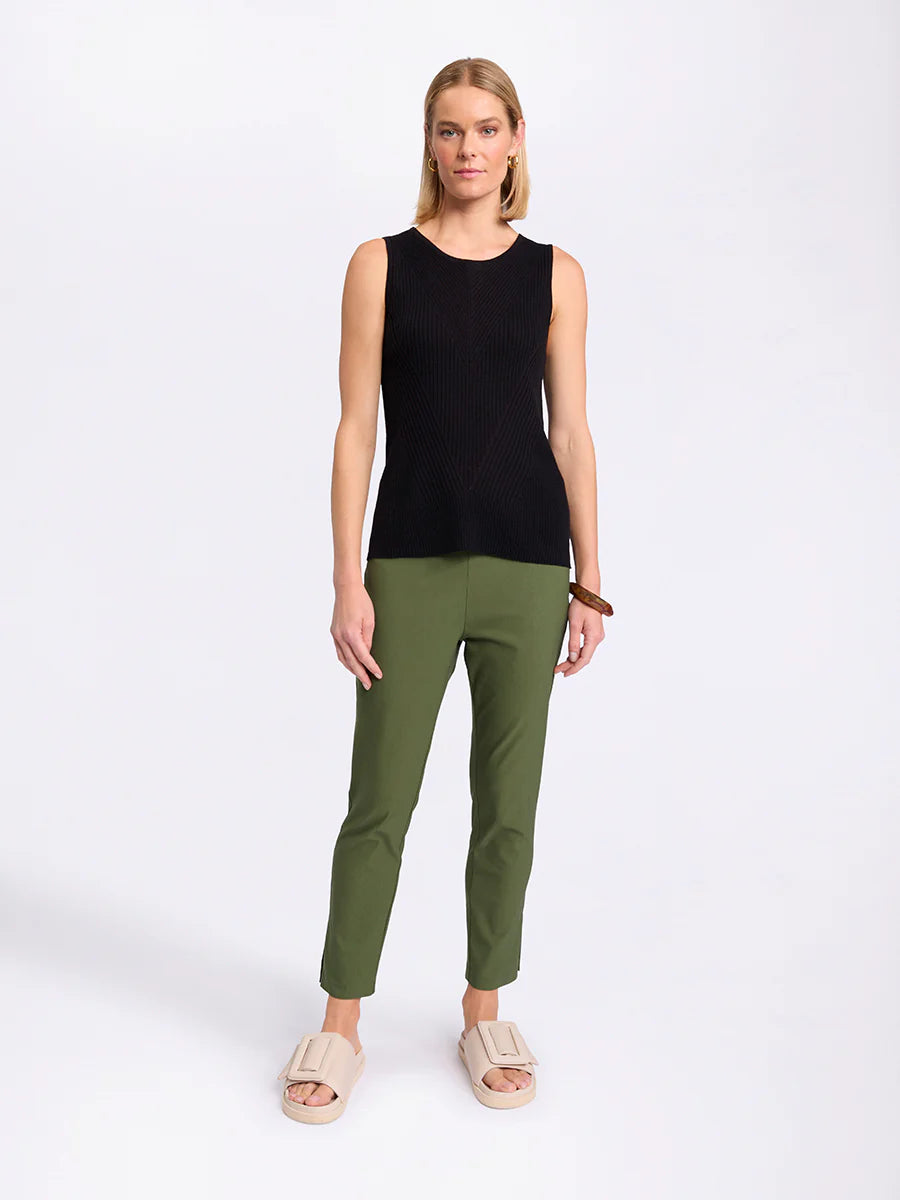 MARCO POLO 3/4 BENGALINE PANT OLIVE - THE VOGUE STORE