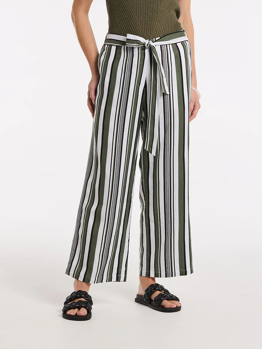 MARCO POLO 3/4 OLIVE STRIPE PANT - THE VOGUE STORE