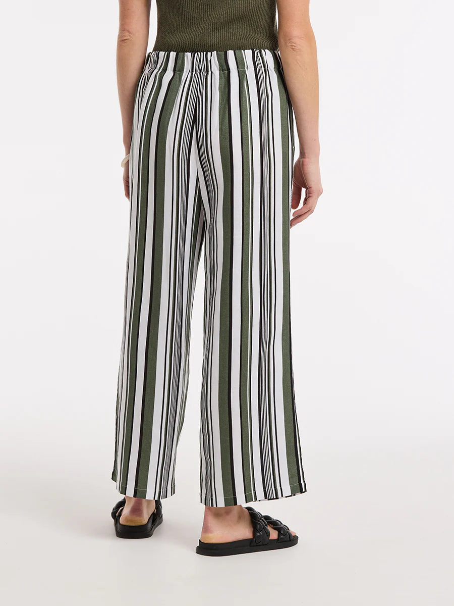 MARCO POLO 3/4 OLIVE STRIPE PANT - THE VOGUE STORE