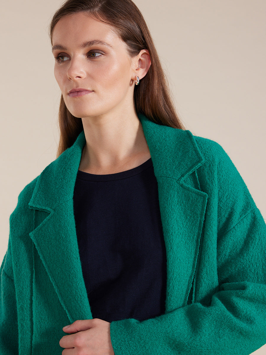MARCO POLO L/S BOILED WOOL COAT - FOREST - THE VOGUE STORE