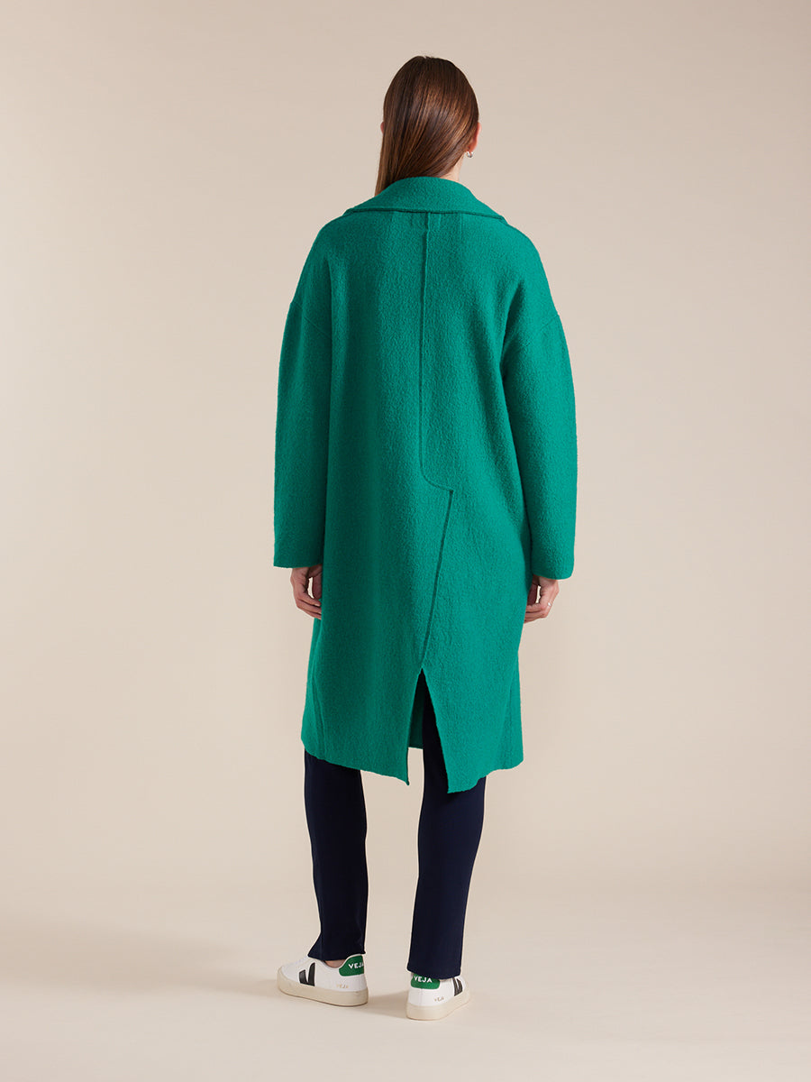 MARCO POLO L/S BOILED WOOL COAT - FOREST - THE VOGUE STORE