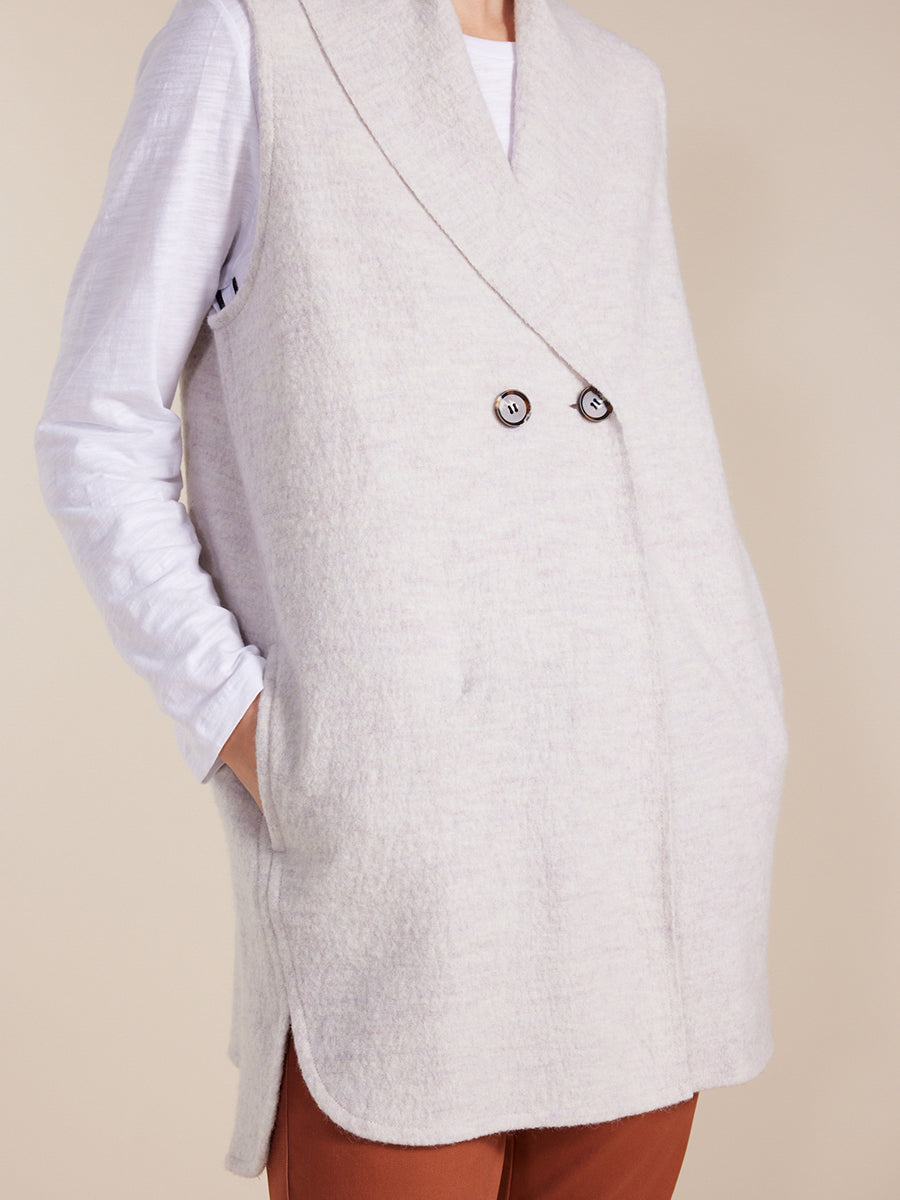 MARCO POLO LONGLINE BOILED WOOL VEST - OATMEAL - THE VOGUE STORE