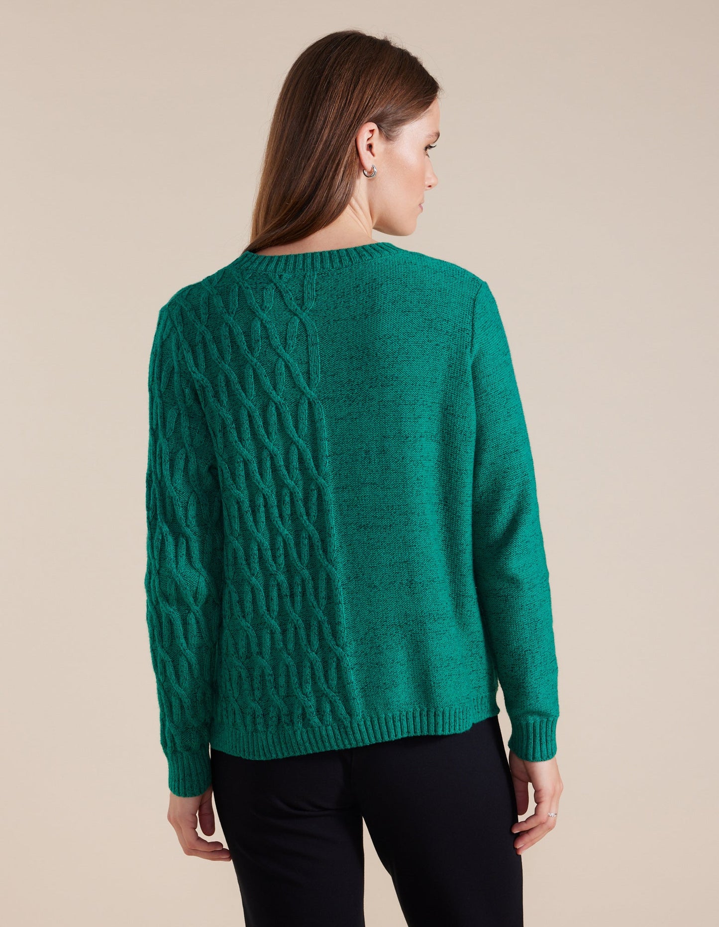MARCO POLO L/S CABLE KNIT - FOREST - THE VOGUE STORE