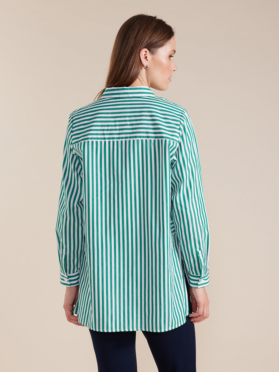 MARCO POLO L/S ESSENTIAL STRIPE SHIRT - FOREST - WILDROSE