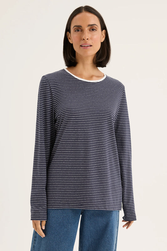 YARRA TRAIL MIRAGE TEE - NAVY/WHITE - THE VOGUE STORE