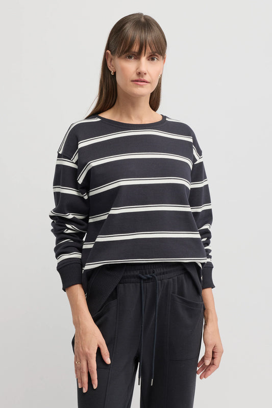 YARRA TRAIL ENDLESS SWEAT - NAVY ECRU - THE VOGUE STORE