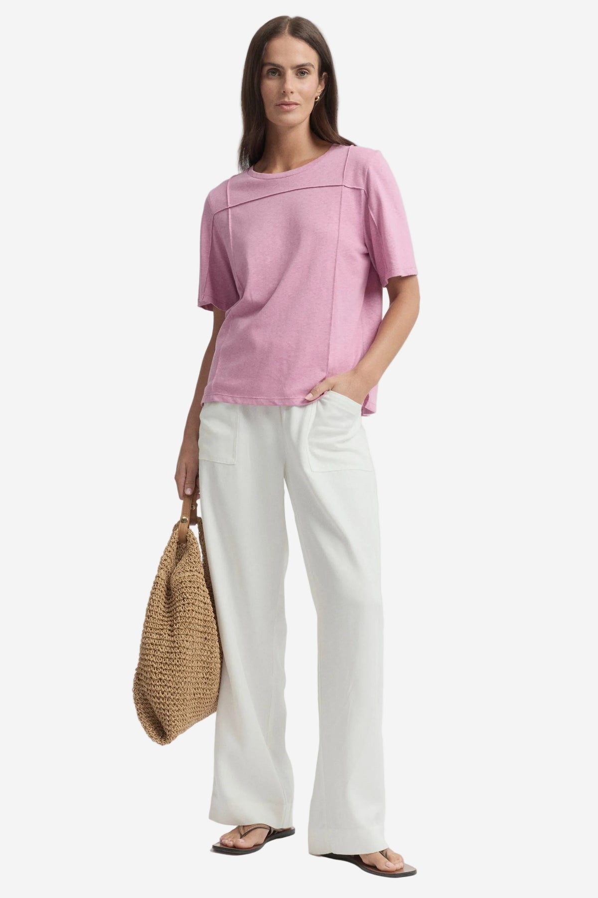 YARRA TRAIL LILY TEE - ROSEWOOD - THE VOGUE STORE
