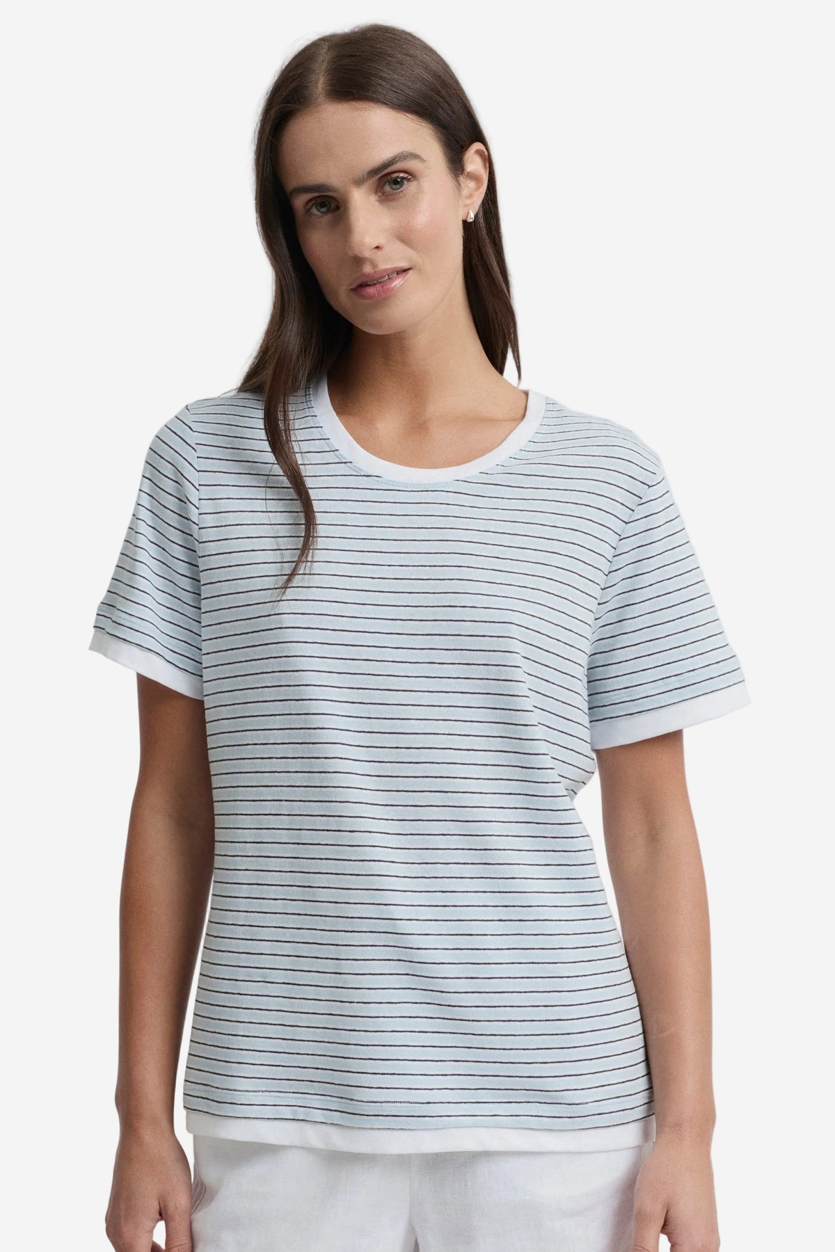 YARRA TRAIL MARAIS TEE - MIST STRIPE - THE VOGUE STORE