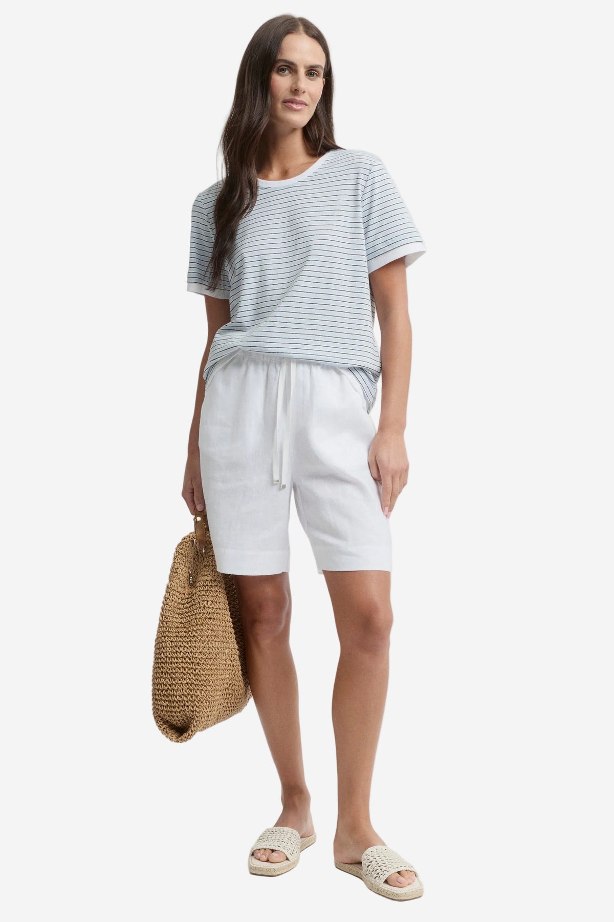YARRA TRAIL MARAIS TEE - MIST STRIPE - THE VOGUE STORE