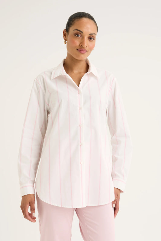 YARRA TRAIL ALLOY SHIRT - WHITE/ICE PINK - THE VOGUE STORE
