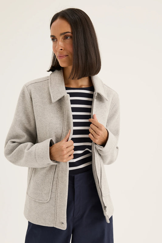 YARRA TRAIL ACCENT JACKET - SILVER MARLE - THE VOGUE STORE
