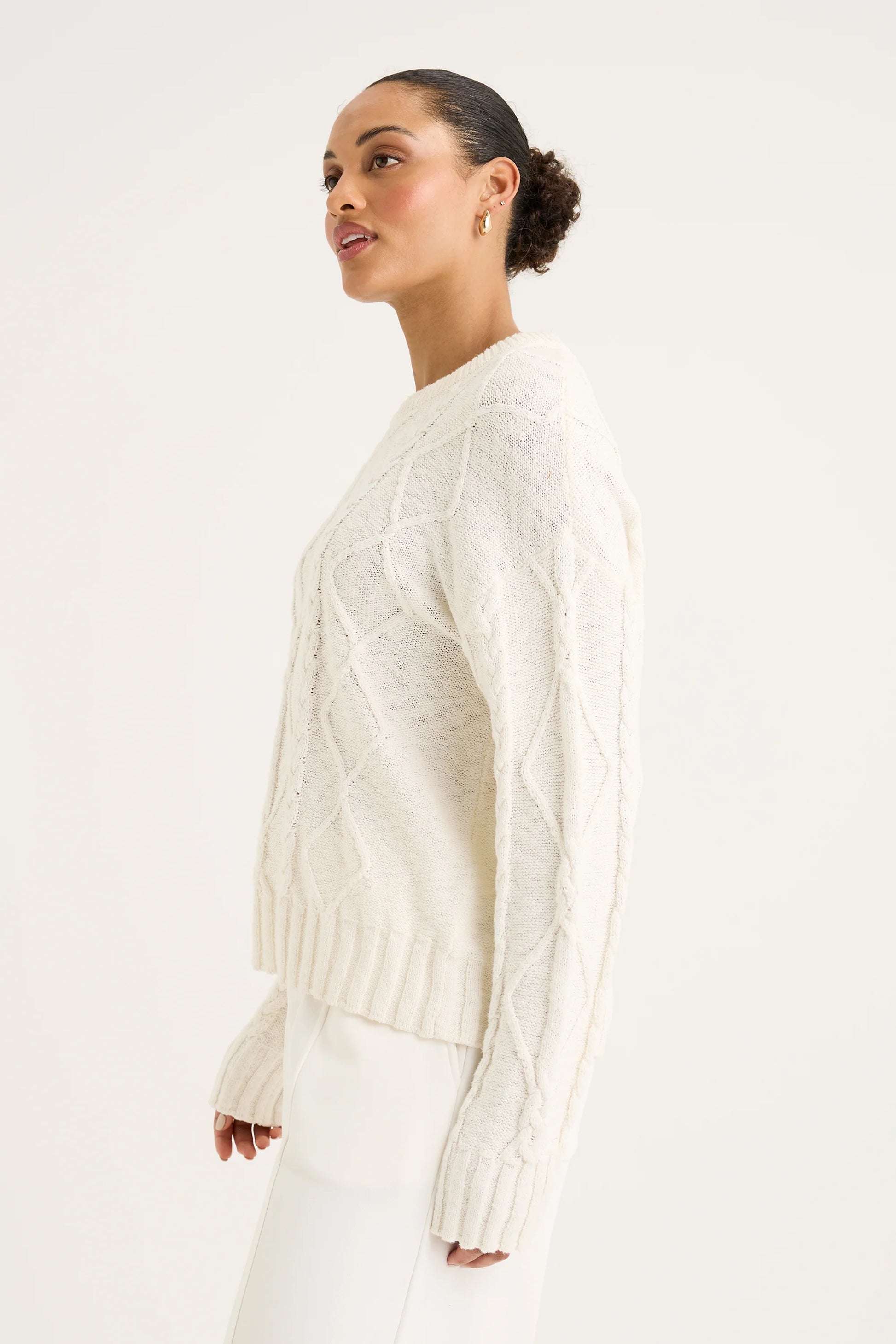YARRA TRAIL TRAILER CABLE KNIT - ECRU - THE VOGUE STORE
