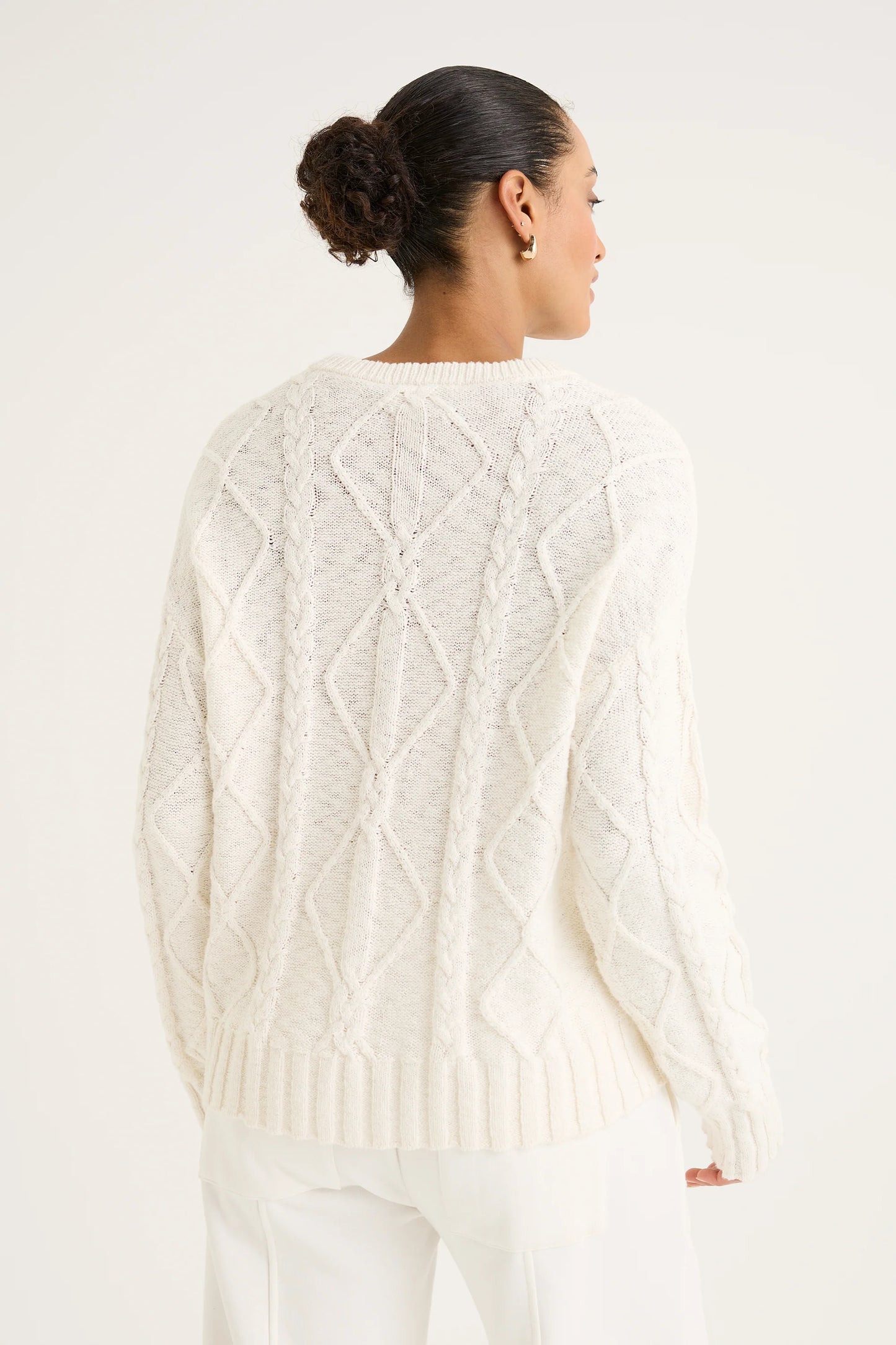 YARRA TRAIL TRAILER CABLE KNIT - ECRU - THE VOGUE STORE