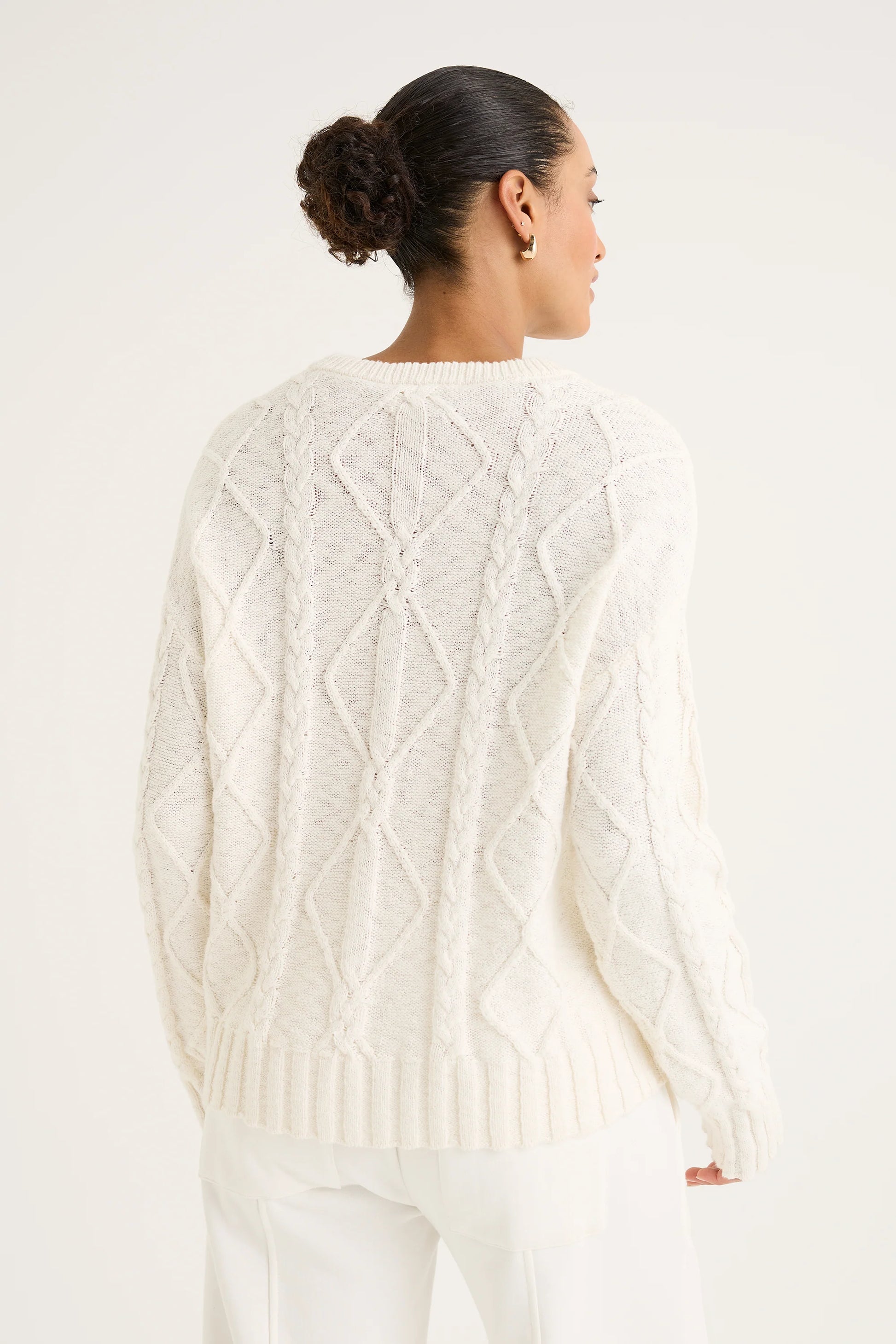YARRA TRAIL TRAILER CABLE KNIT - ECRU - THE VOGUE STORE