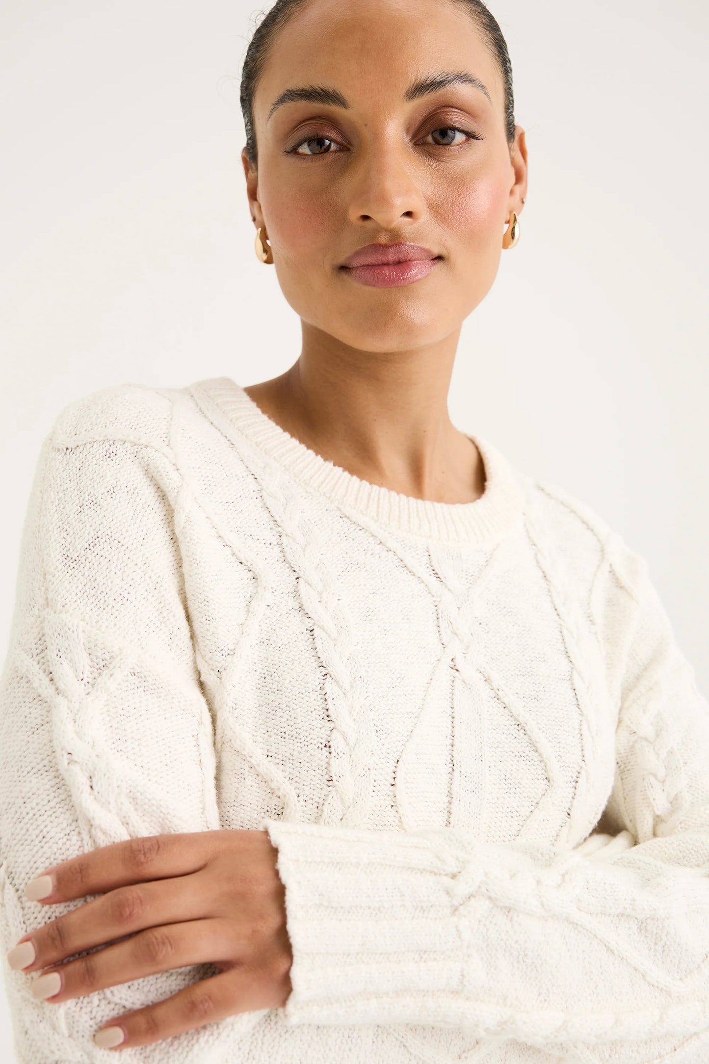 YARRA TRAIL TRAILER CABLE KNIT - ECRU - THE VOGUE STORE