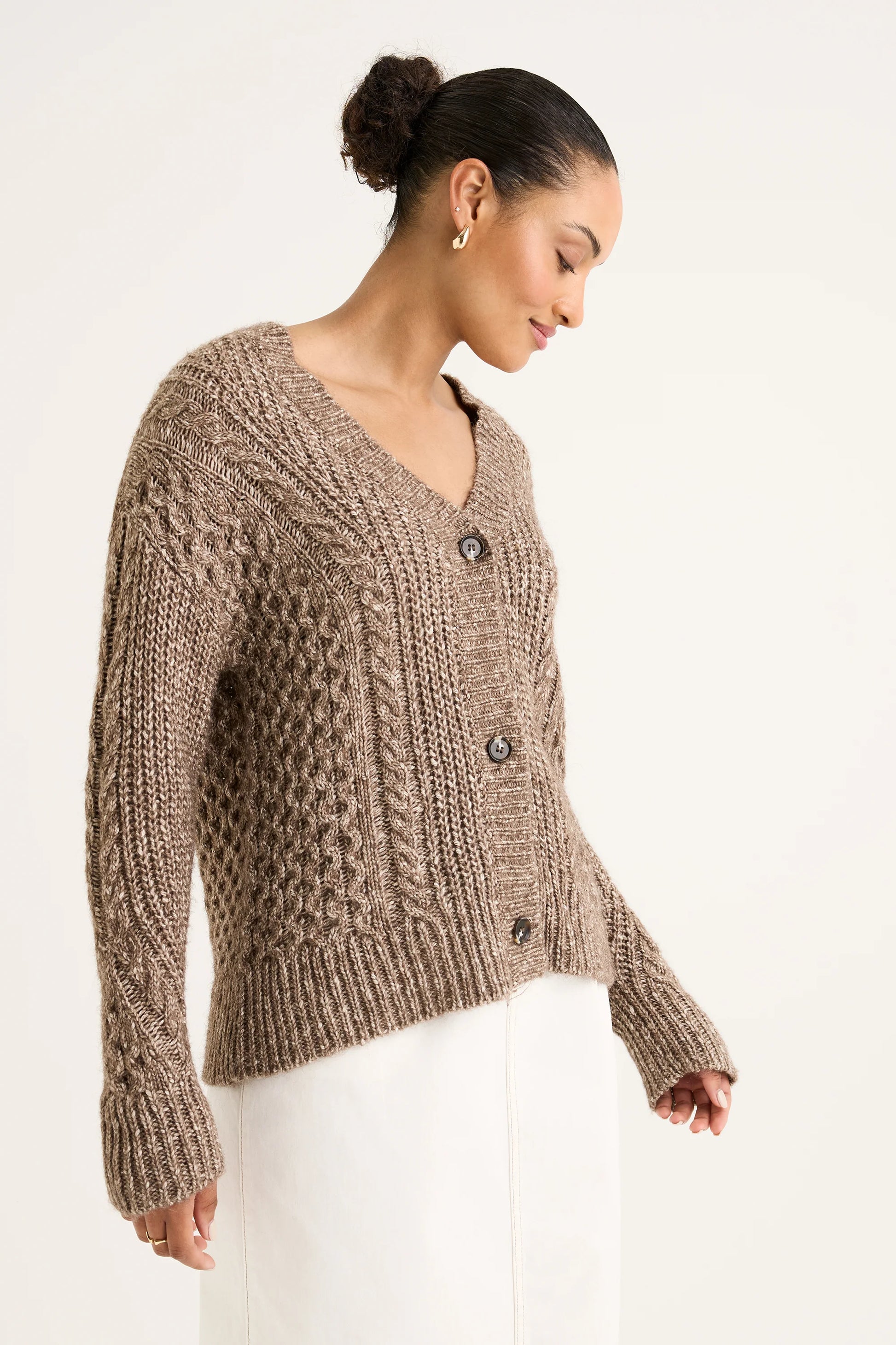 YARRA TRAIL GOSSAMER CARDI - SANDSTONE - THE VOGUE STORE