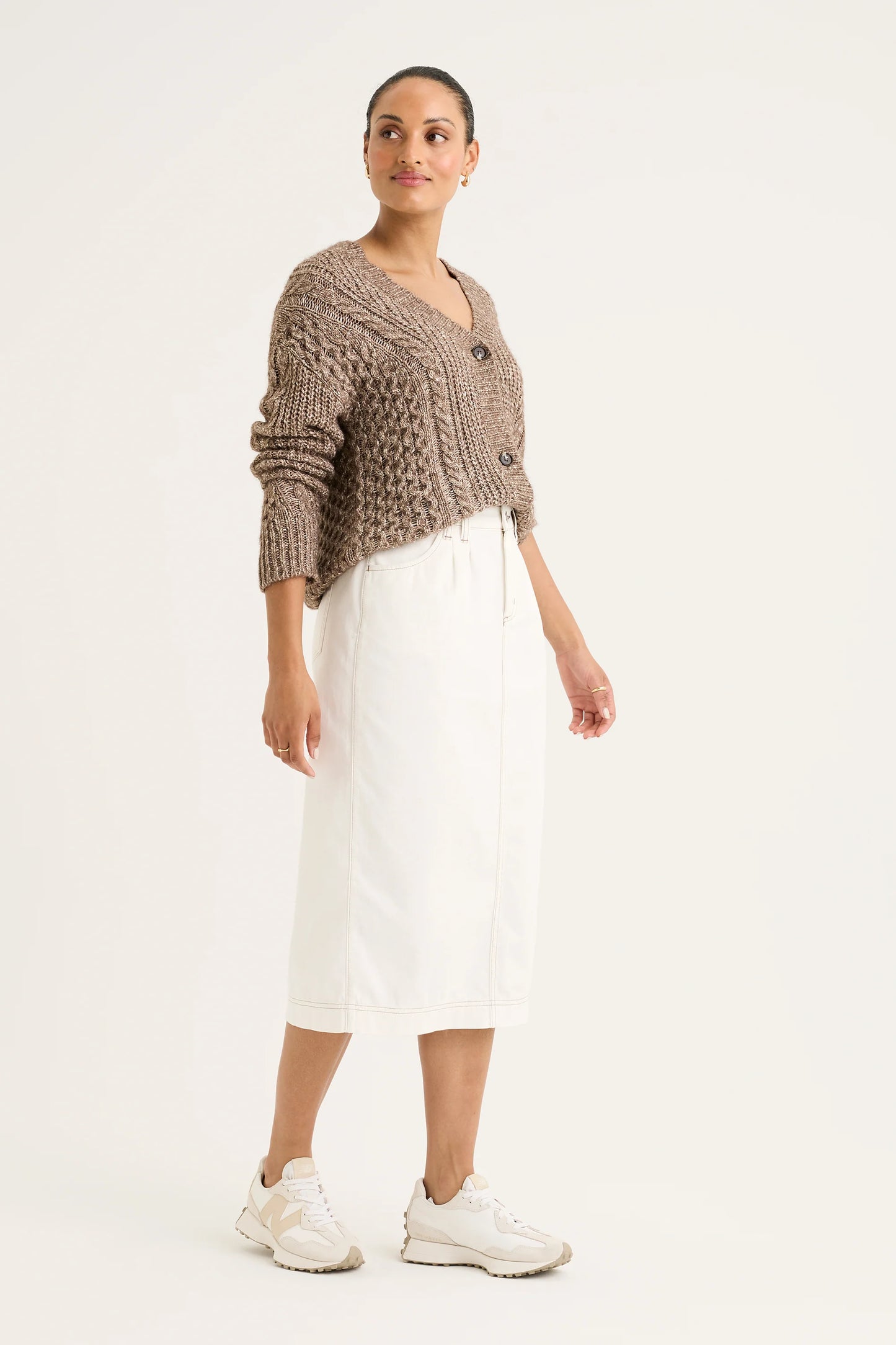 YARRA TRAIL GOSSAMER CARDI - SANDSTONE - THE VOGUE STORE