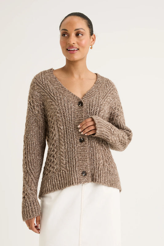 YARRA TRAIL GOSSAMER CARDI - SANDSTONE - THE VOGUE STORE
