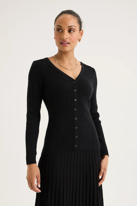 YARRA TRAIL MICA CARDI - BLACK - THE VOGUE STORE