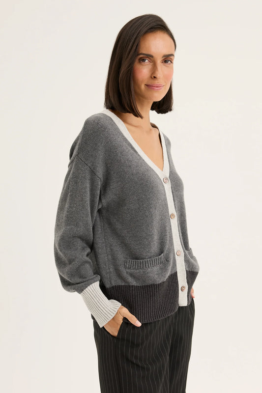 YARRA TRAIL CARBON CARDI - STEEL - THE VOGUE STORE
