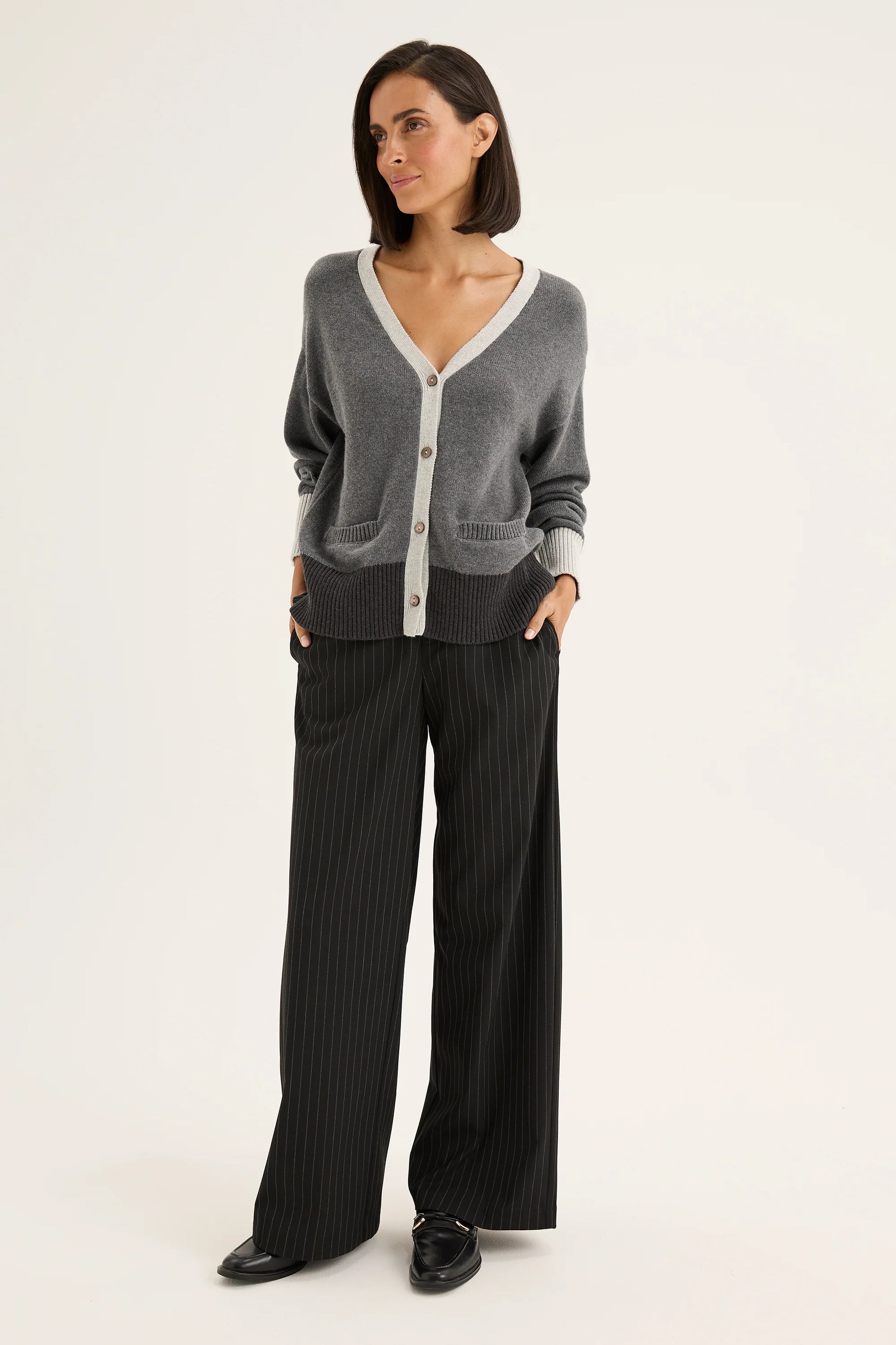 YARRA TRAIL CARBON CARDI - STEEL - THE VOGUE STORE