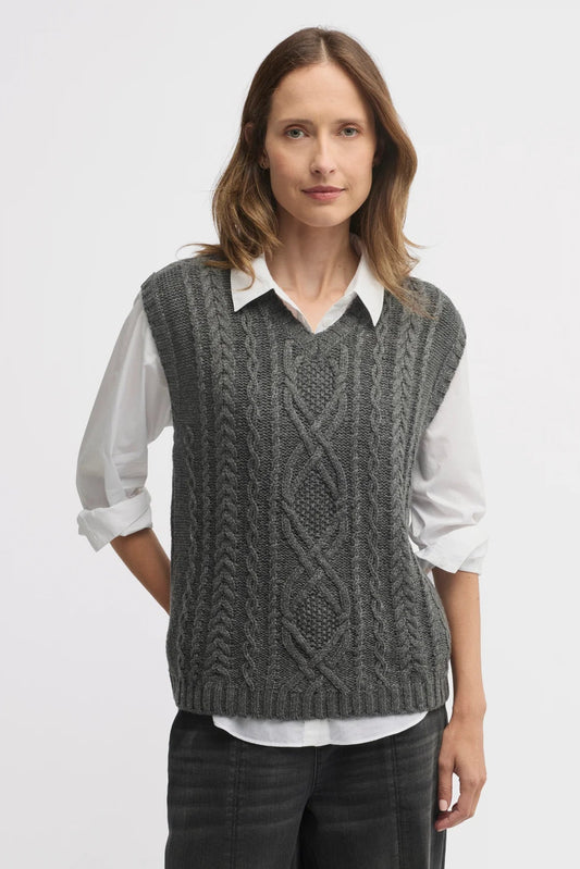 YARRA TRAIL RATIONALE KNIT VEST - CHARCOAL MARLE - THE VOGUE STORE