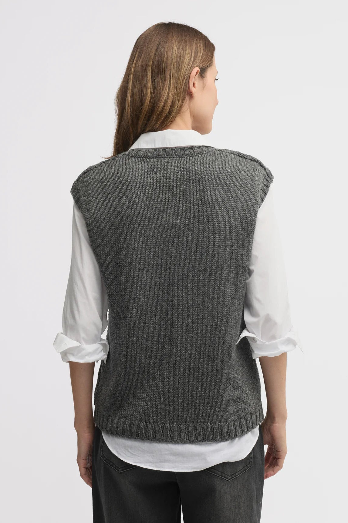 YARRA TRAIL RATIONALE KNIT VEST - CHARCOAL MARLE - THE VOGUE STORE