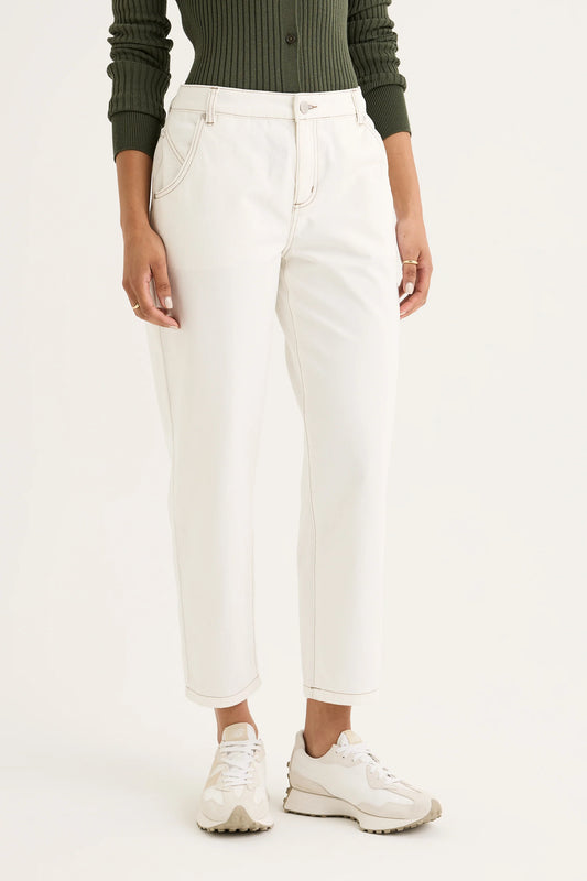 YARRA TRAIL BRIAR SLIM LEG JEAN - ECRU - THE VOGUE STORE