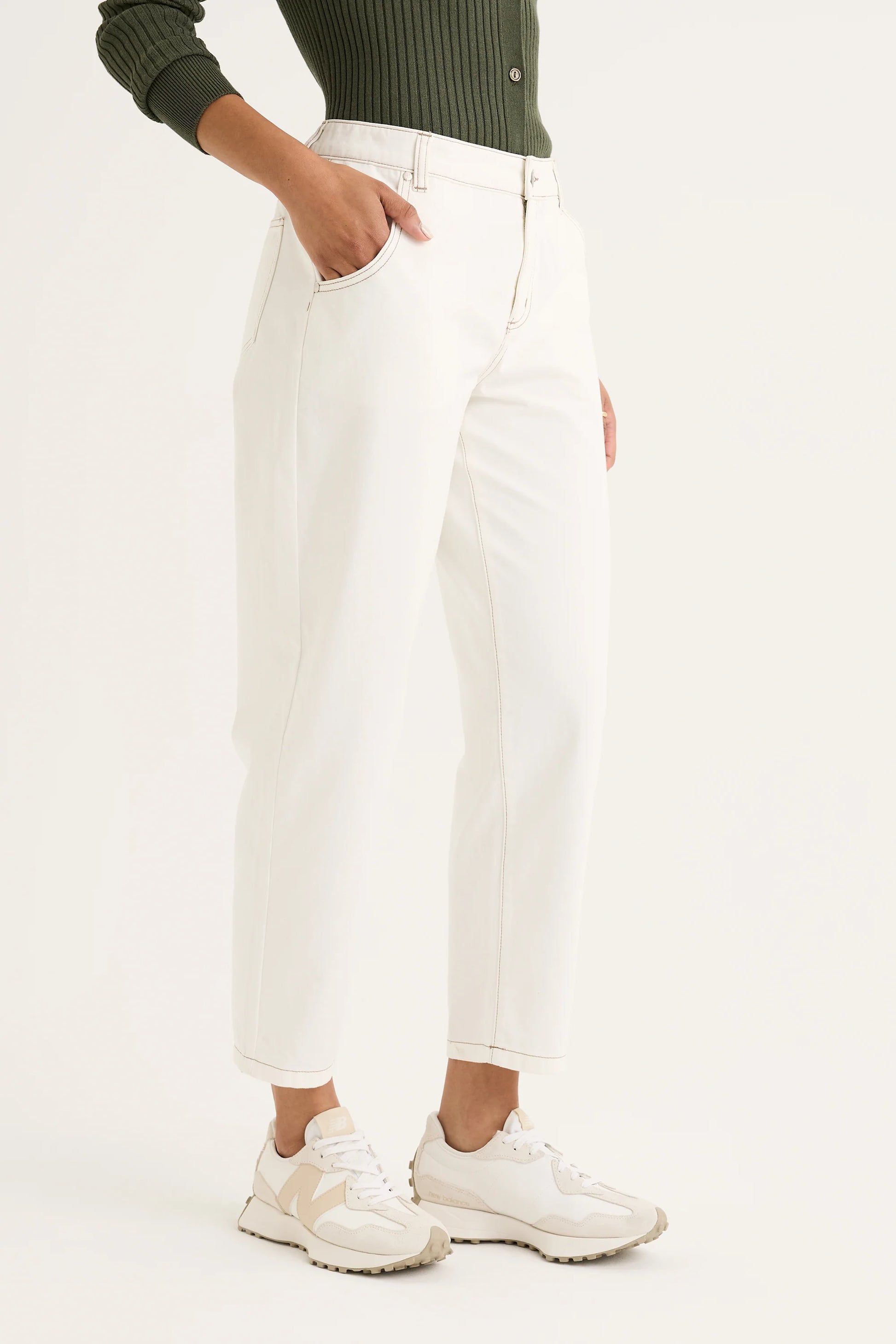 YARRA TRAIL BRIAR SLIM LEG JEAN - ECRU - THE VOGUE STORE