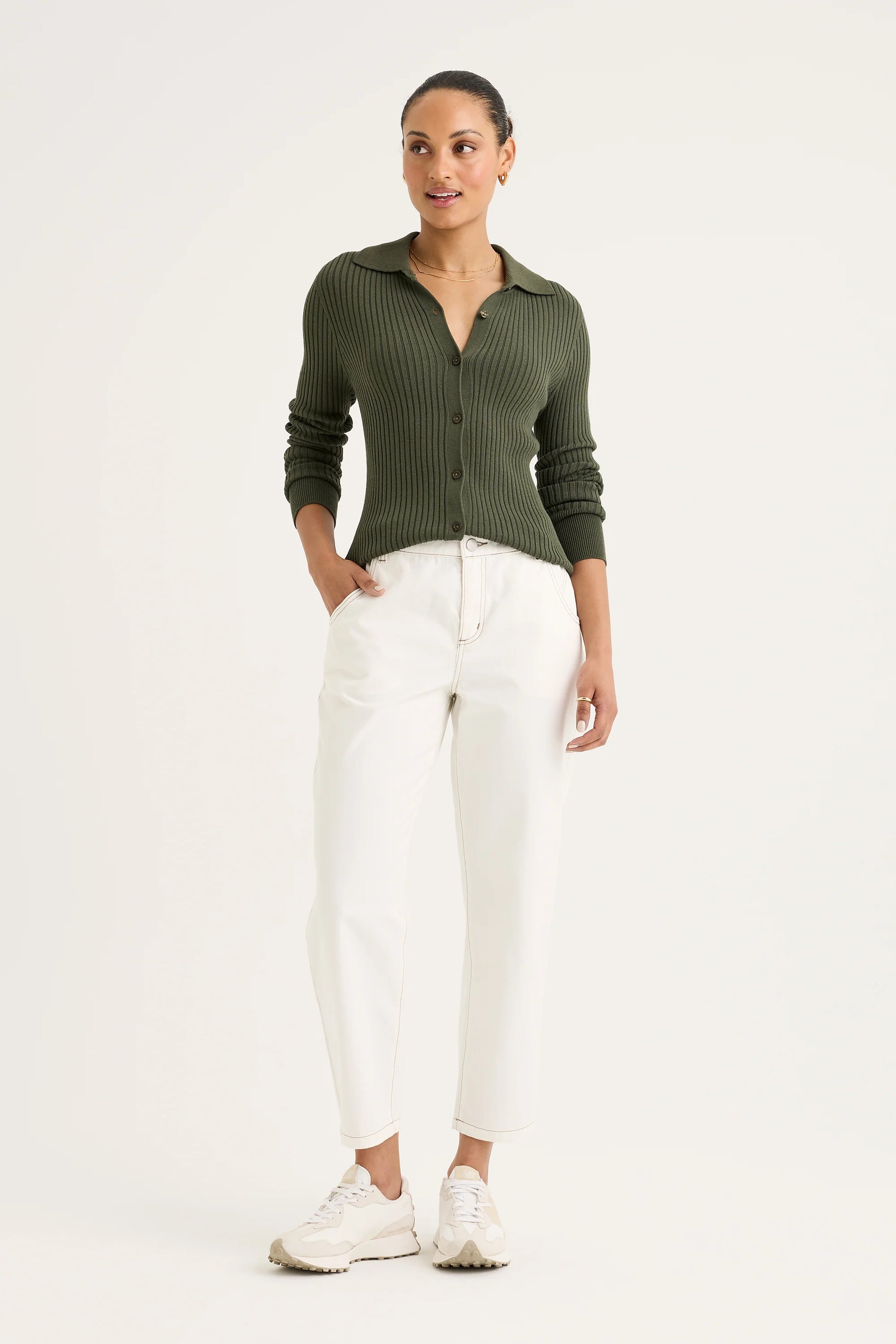 YARRA TRAIL BRIAR SLIM LEG JEAN - ECRU - THE VOGUE STORE