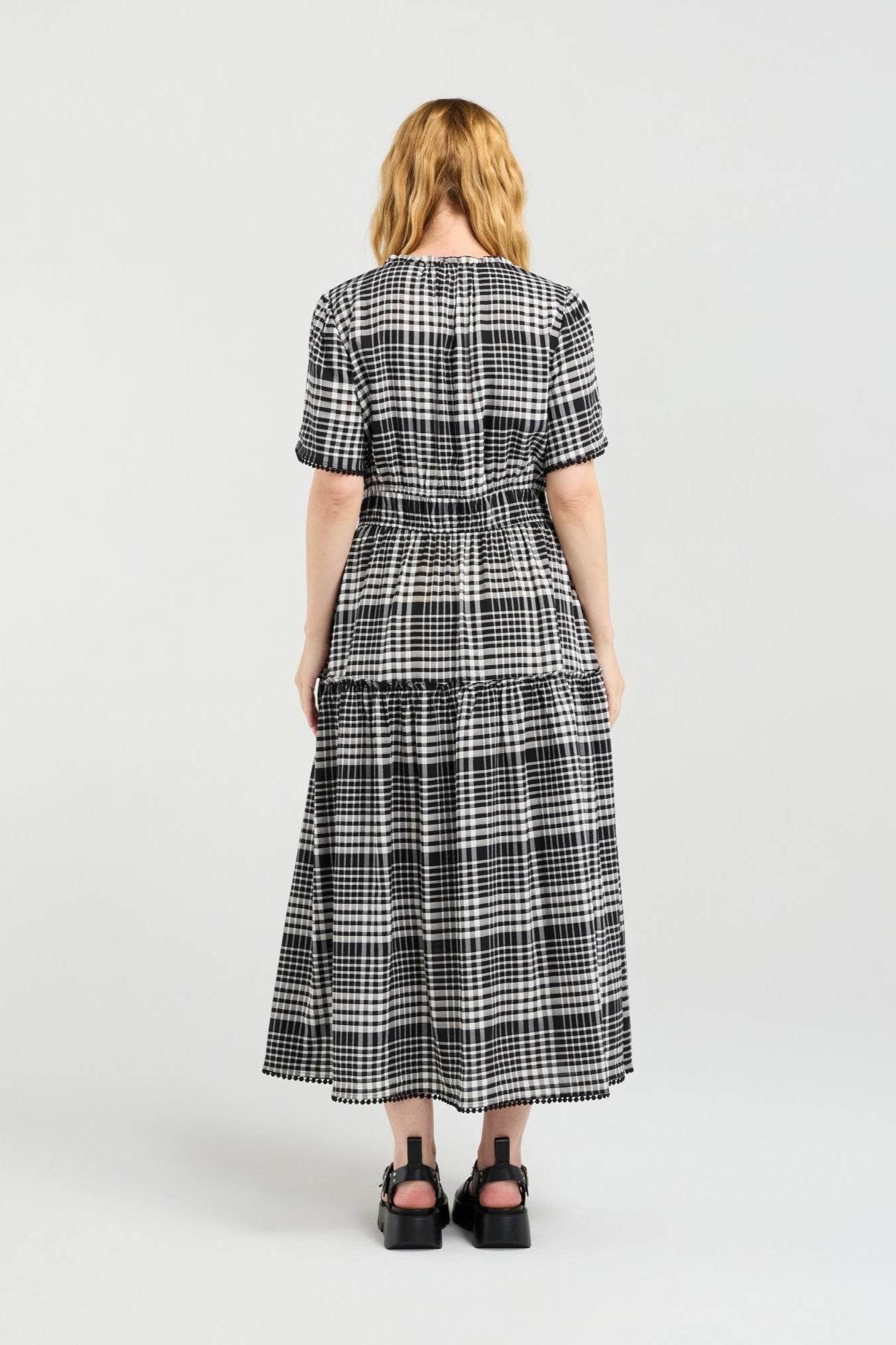 ZAFINA ODETTE DRESS - BLACK CHECK - THE VOGUE STORE