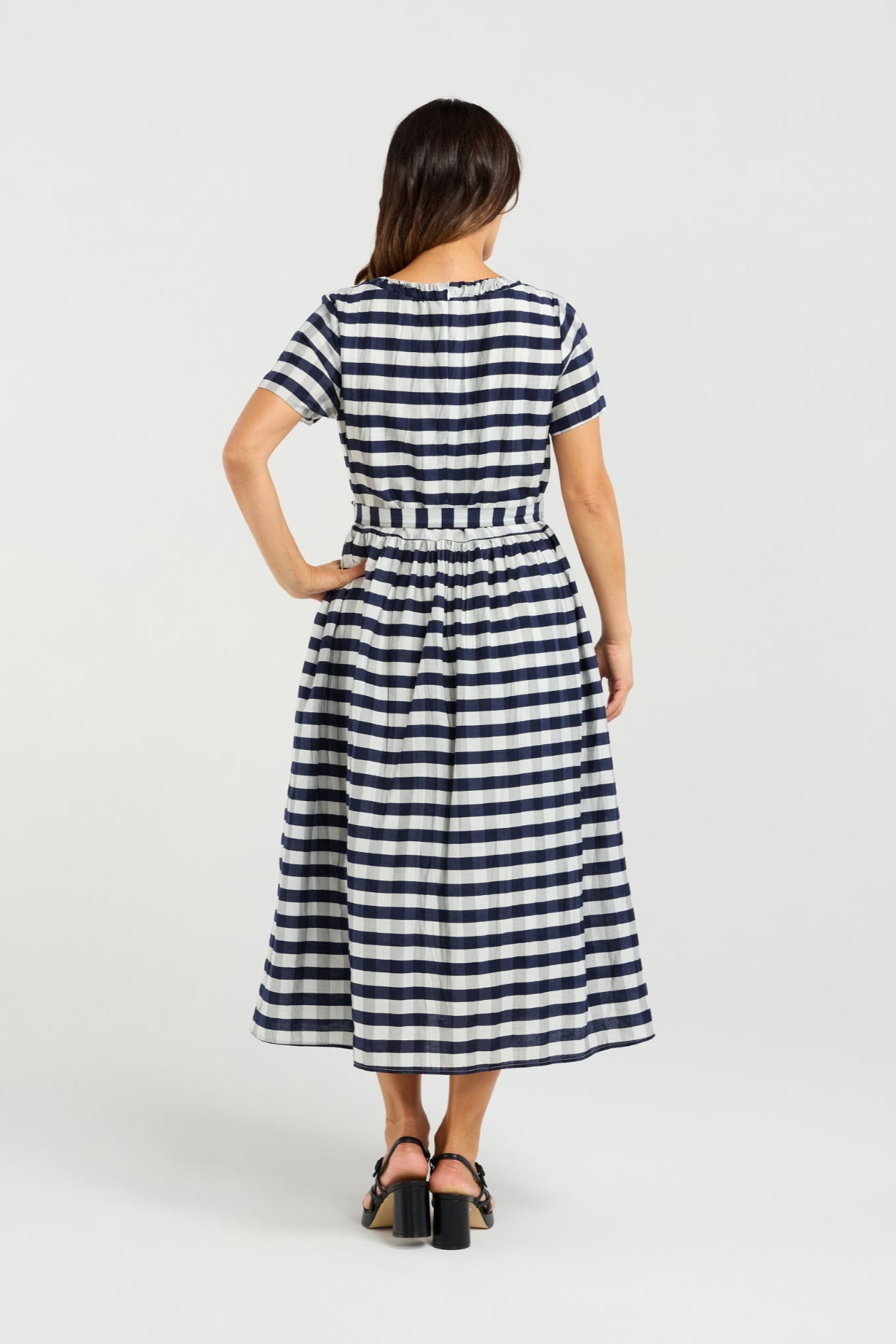 ZAFINA SCARLETT DRESS - NAVY CHECK - THE VOGUE STORE