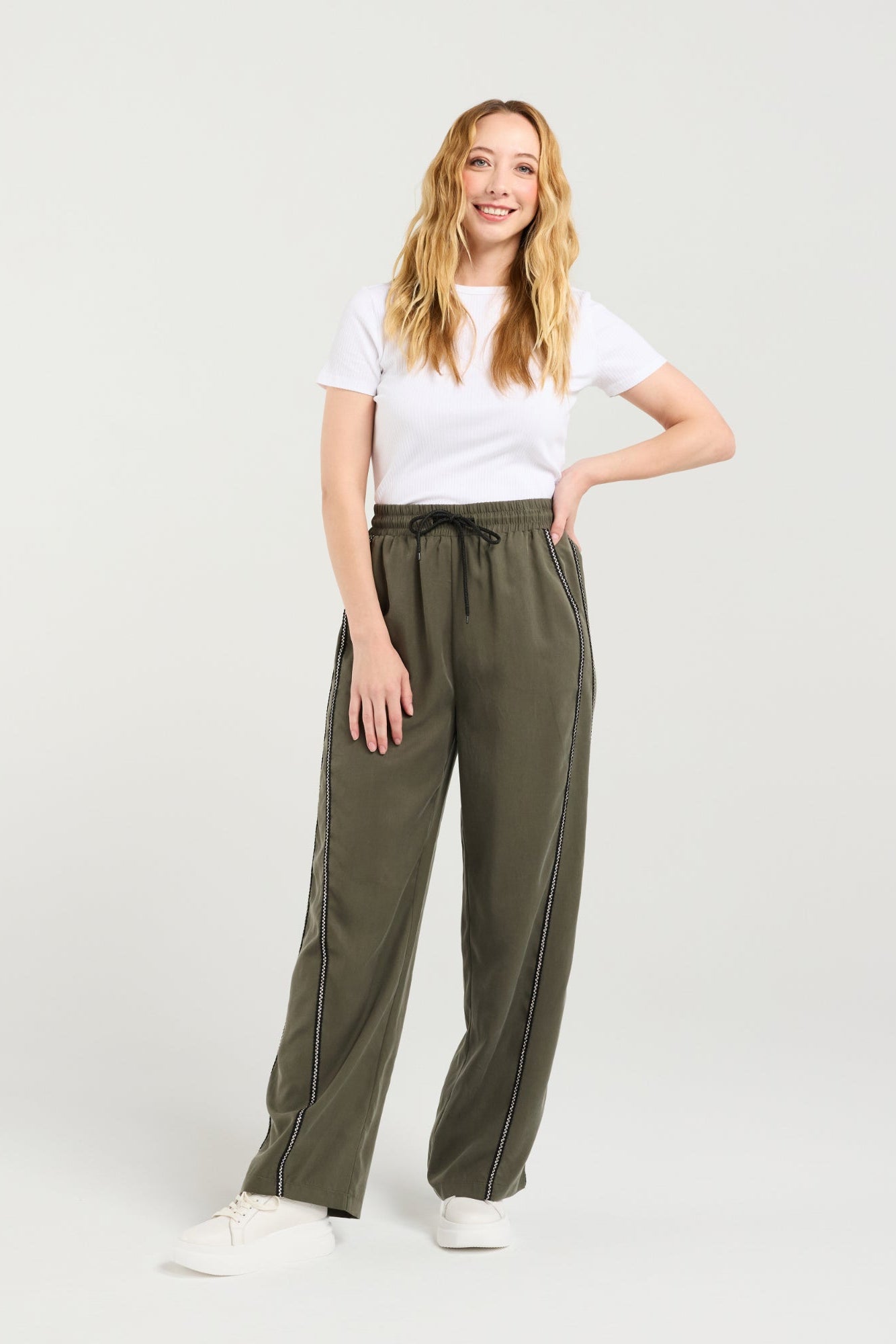ZAFINA POLLY PANT - OLIVE - THE VOGUE STORE