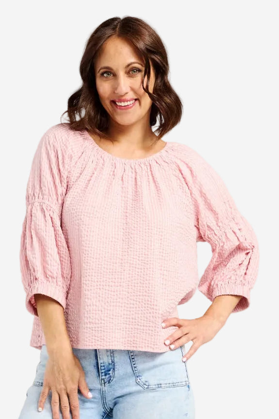 ZAFINA CAITLIN TOP - PINK STRIPE - THE VOGUE STORE