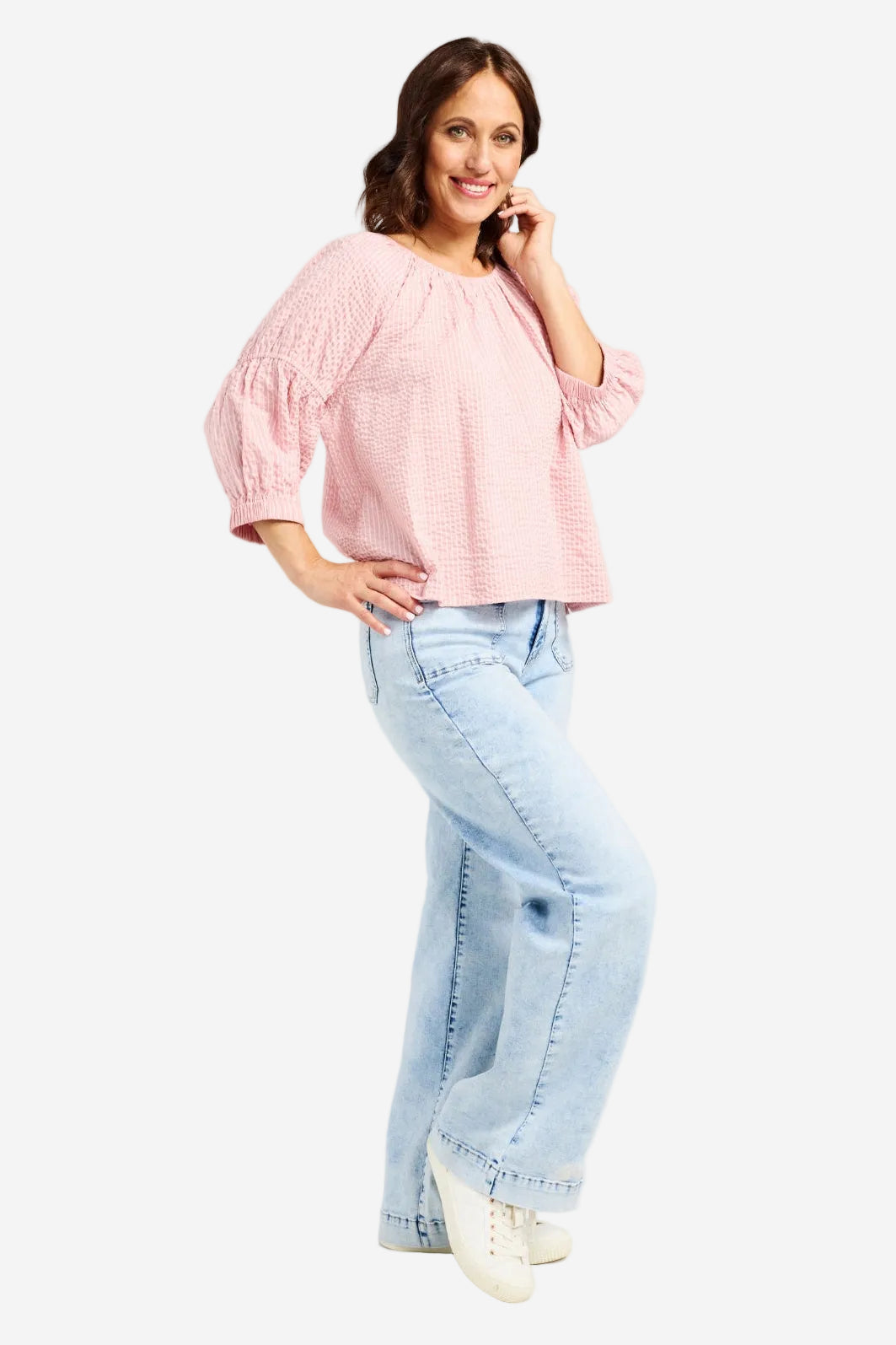 ZAFINA CAITLIN TOP - PINK STRIPE - THE VOGUE STORE