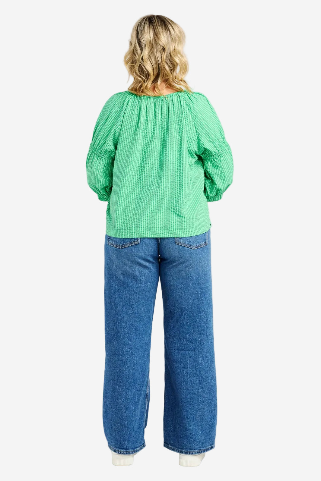ZAFINA CAITLIN TOP - GREEN STRIPE - THE VOGUE STORE