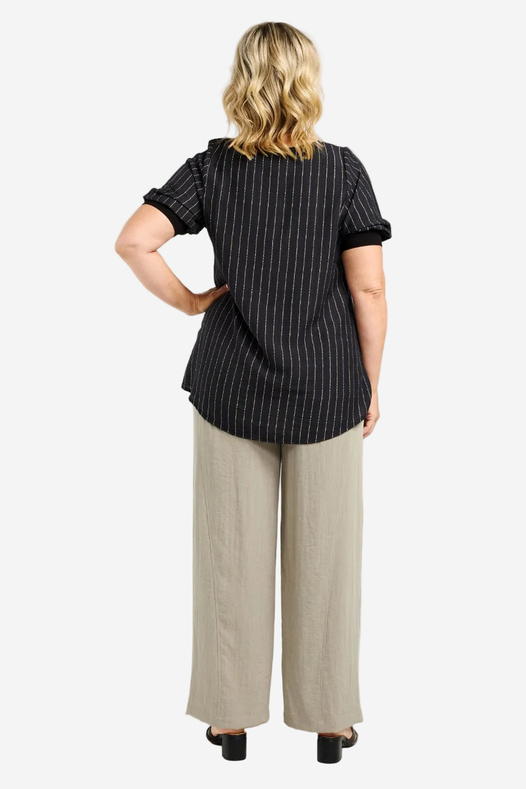 ZAFINA HAVANA TOP - BLACK STRIPE - THE VOGUE STORE