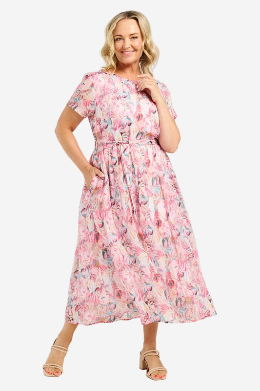 ZAFINA SCARLETT DRESS - FLORAL HAZE - THE VOGUE STORE