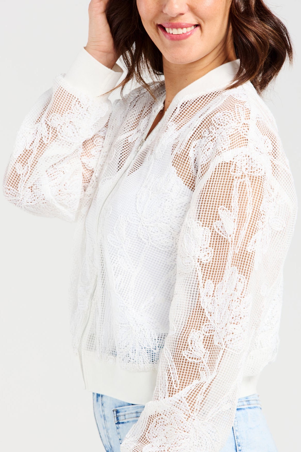 ZAFINA BIANCA BOMBER - PEARL BREEZE - THE VOGUE STORE