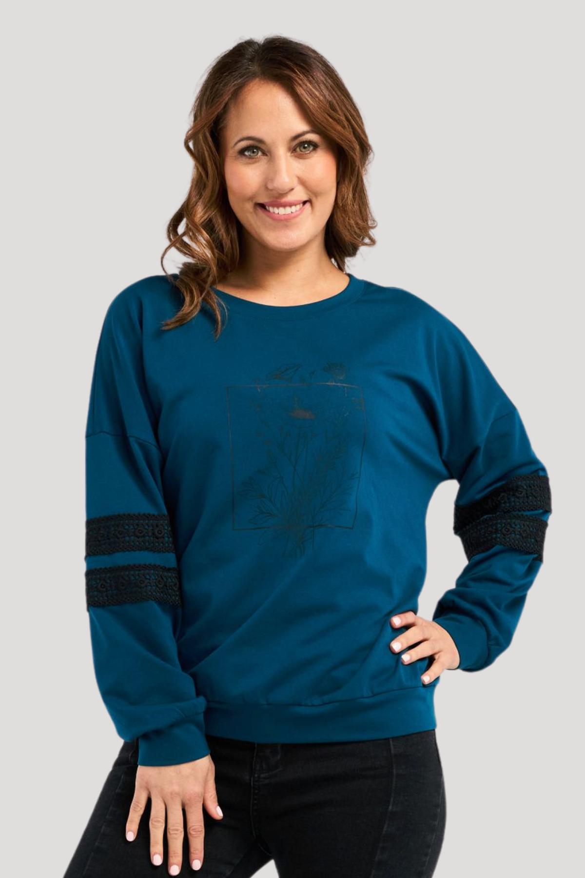 ZAFINA LISA SWEAT - TEAL - THE VOGUE STORE