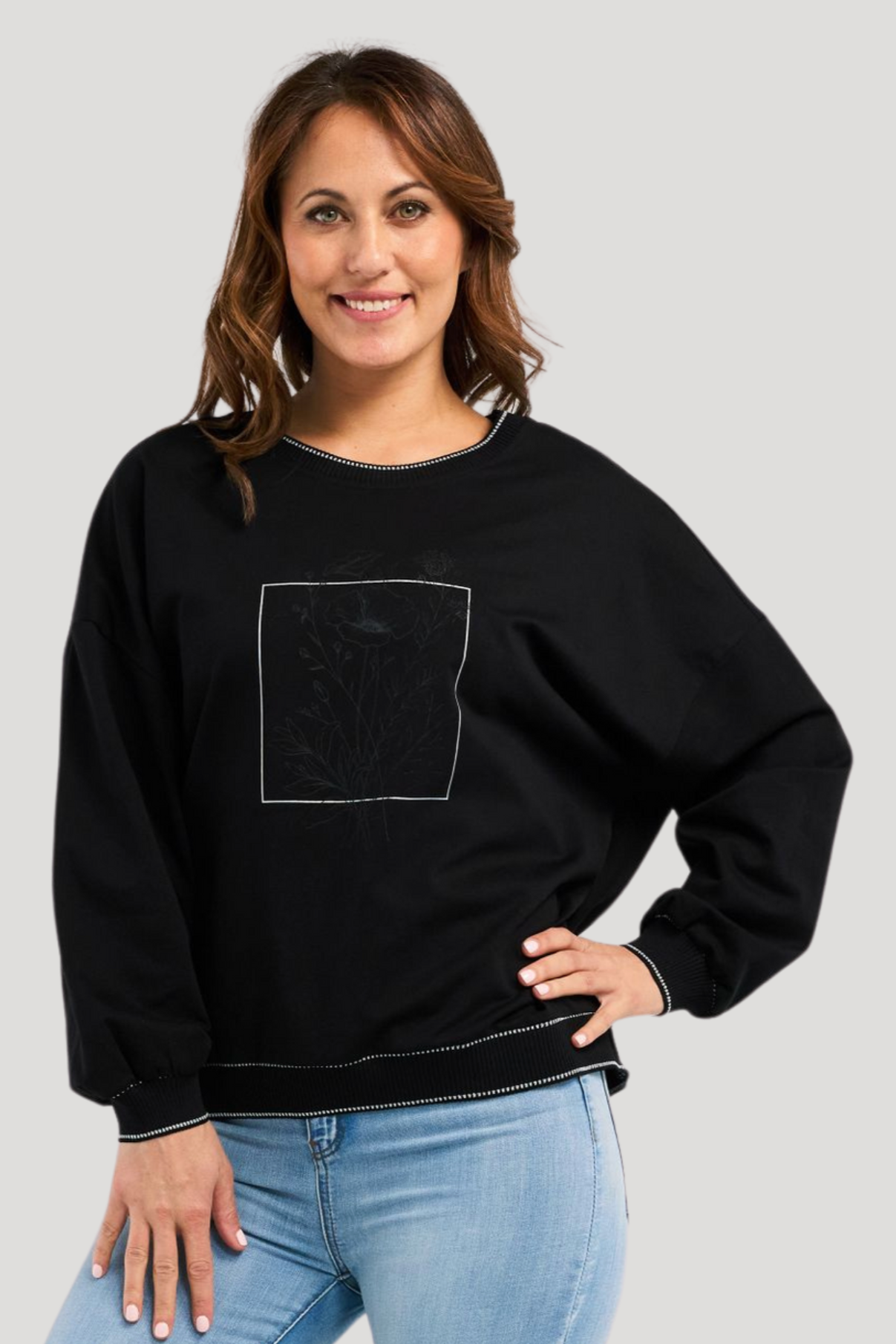 ZAFINA MAISIE SWEAT - BLACK - THE VOGUE STORE