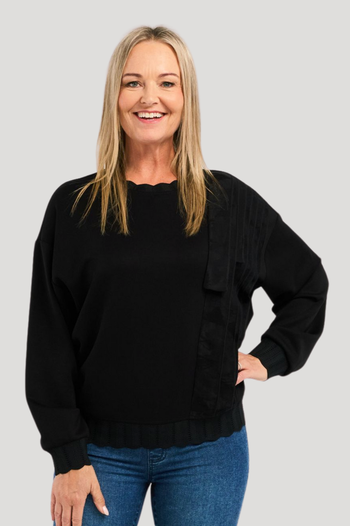 ZAFINA MORGAN SWEAT - BLACK - THE VOGUE STORE