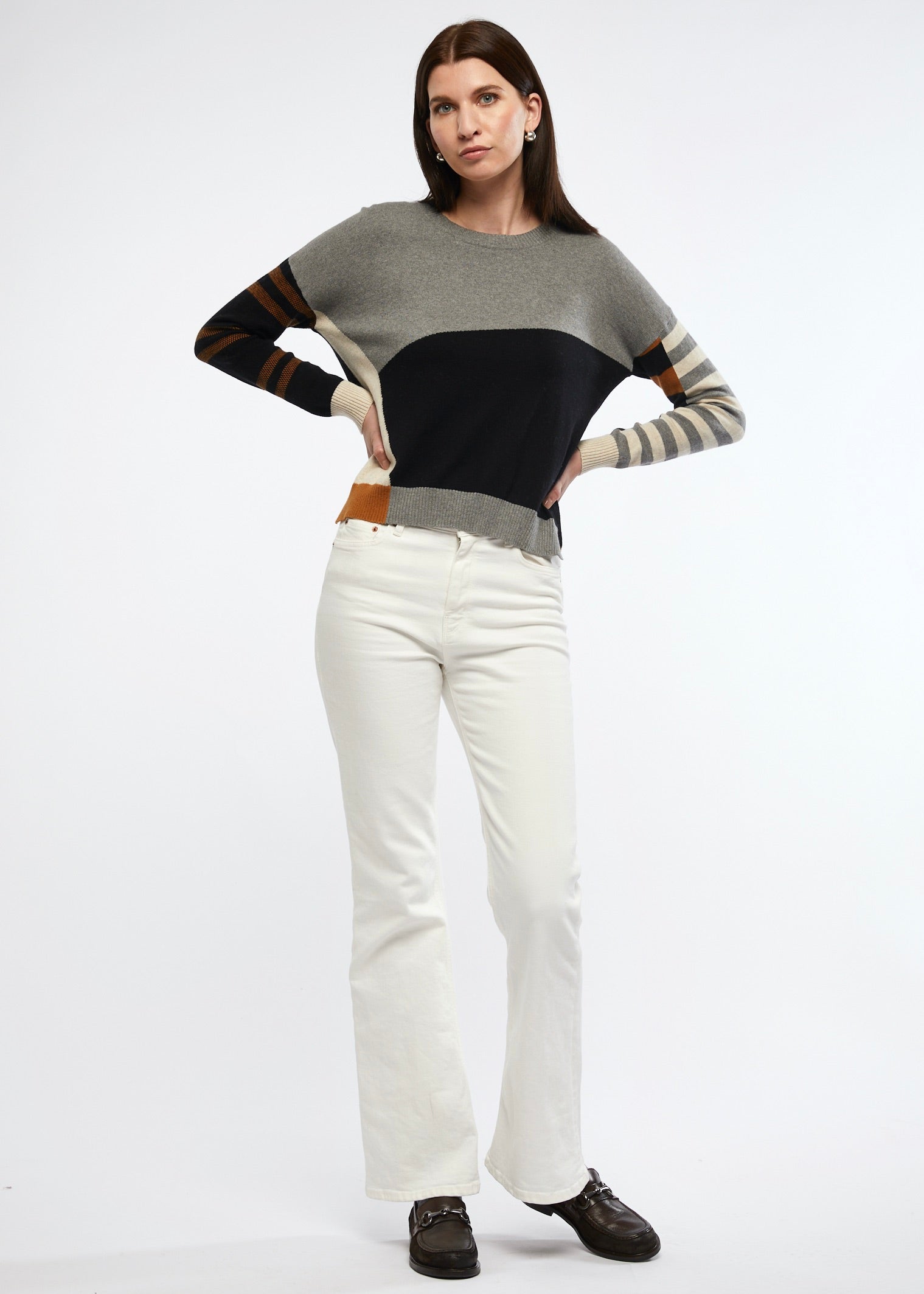Z & P ECLECTIC INTARSIA JUMPER - CLOUD - THE VOGUE STORE